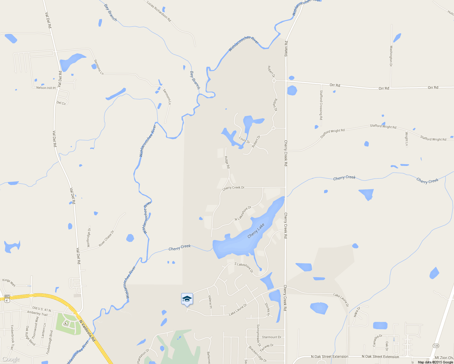 map of restaurants, bars, coffee shops, grocery stores, and more near 1074 Ridge Rd in Valdosta