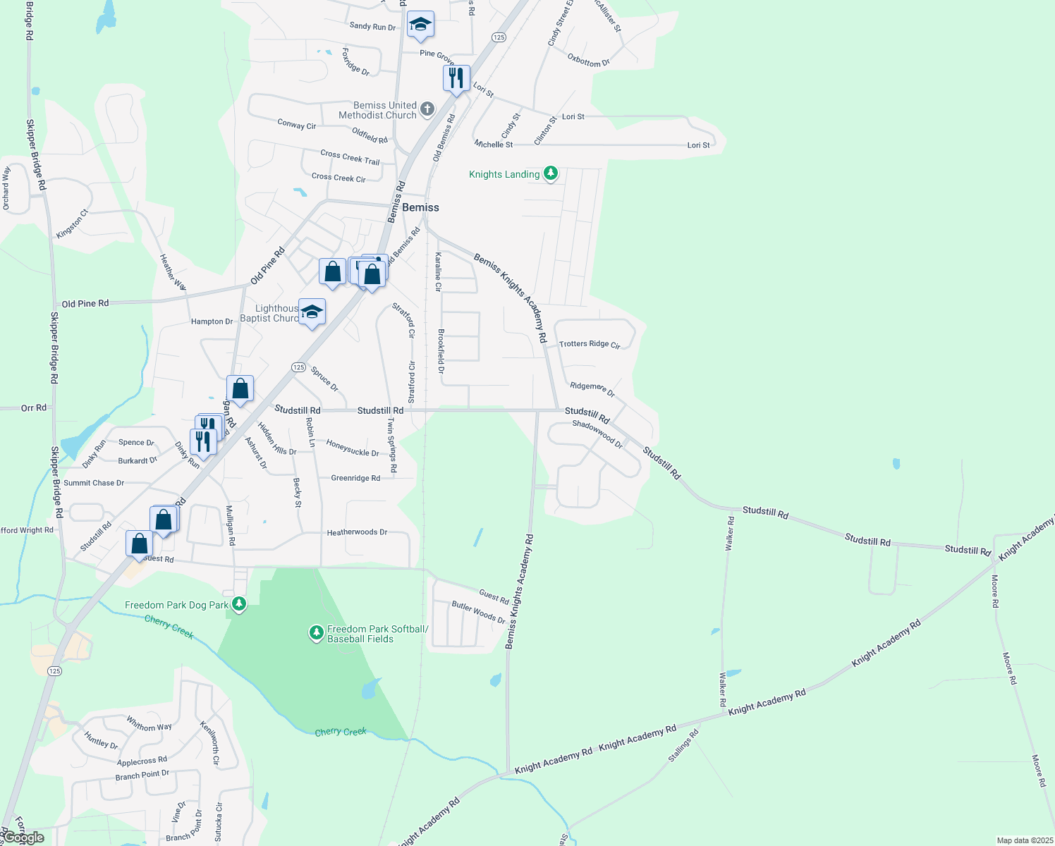 map of restaurants, bars, coffee shops, grocery stores, and more near 3952 Studstill Road in Valdosta