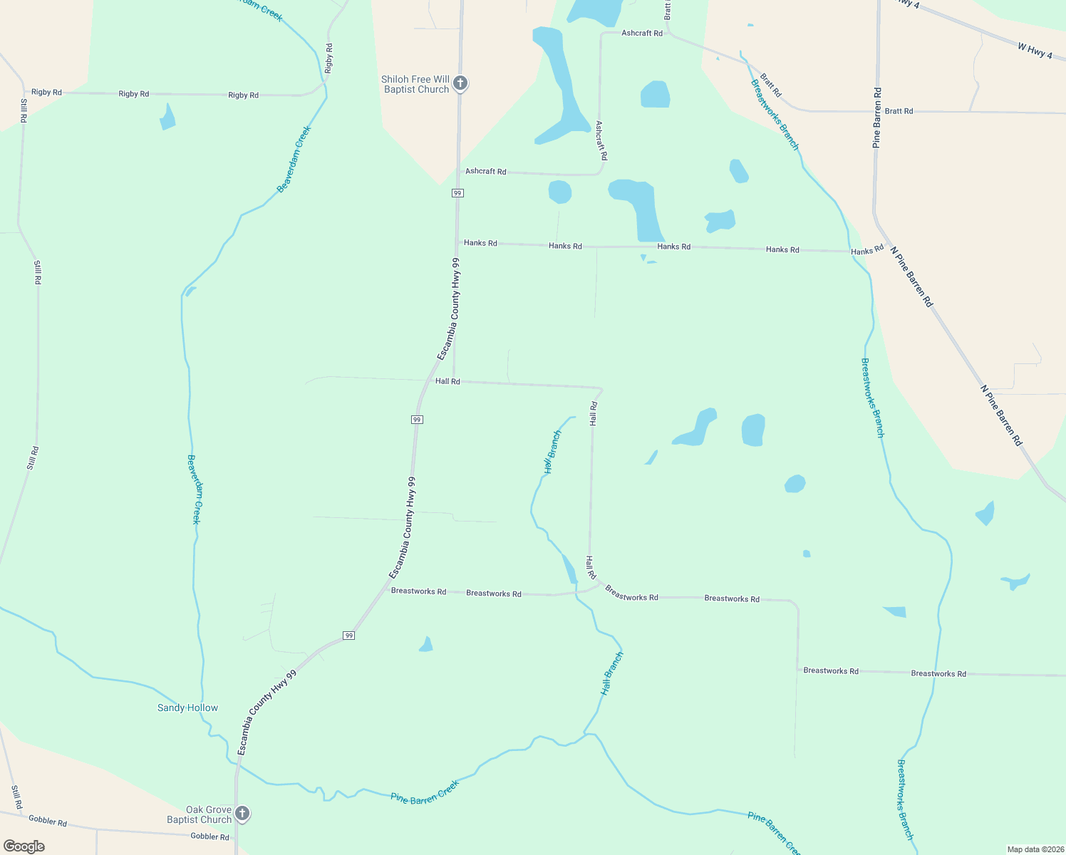 map of restaurants, bars, coffee shops, grocery stores, and more near 4441 Hall Road in McDavid