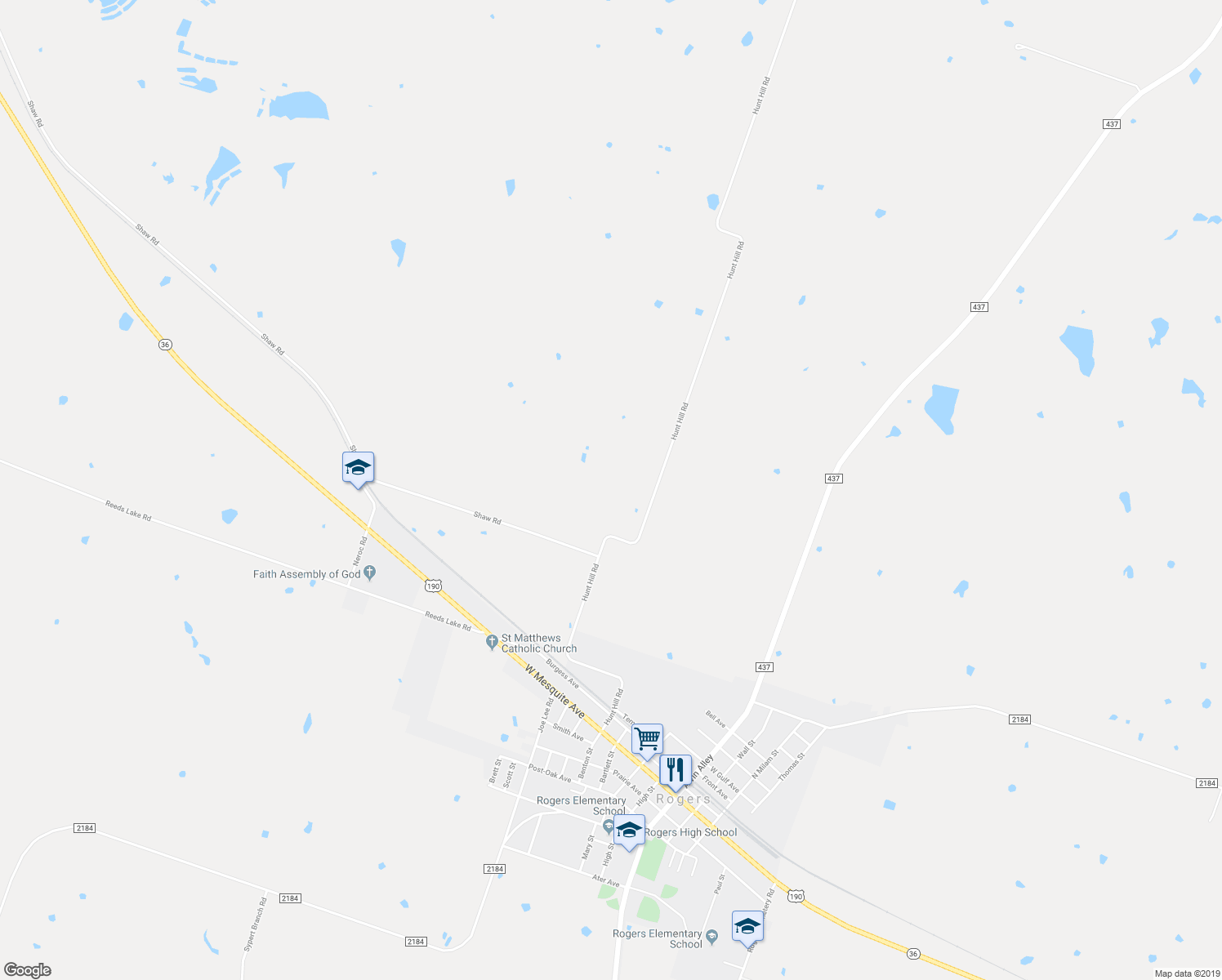 map of restaurants, bars, coffee shops, grocery stores, and more near 11770 Hunt Hill Road in Rogers