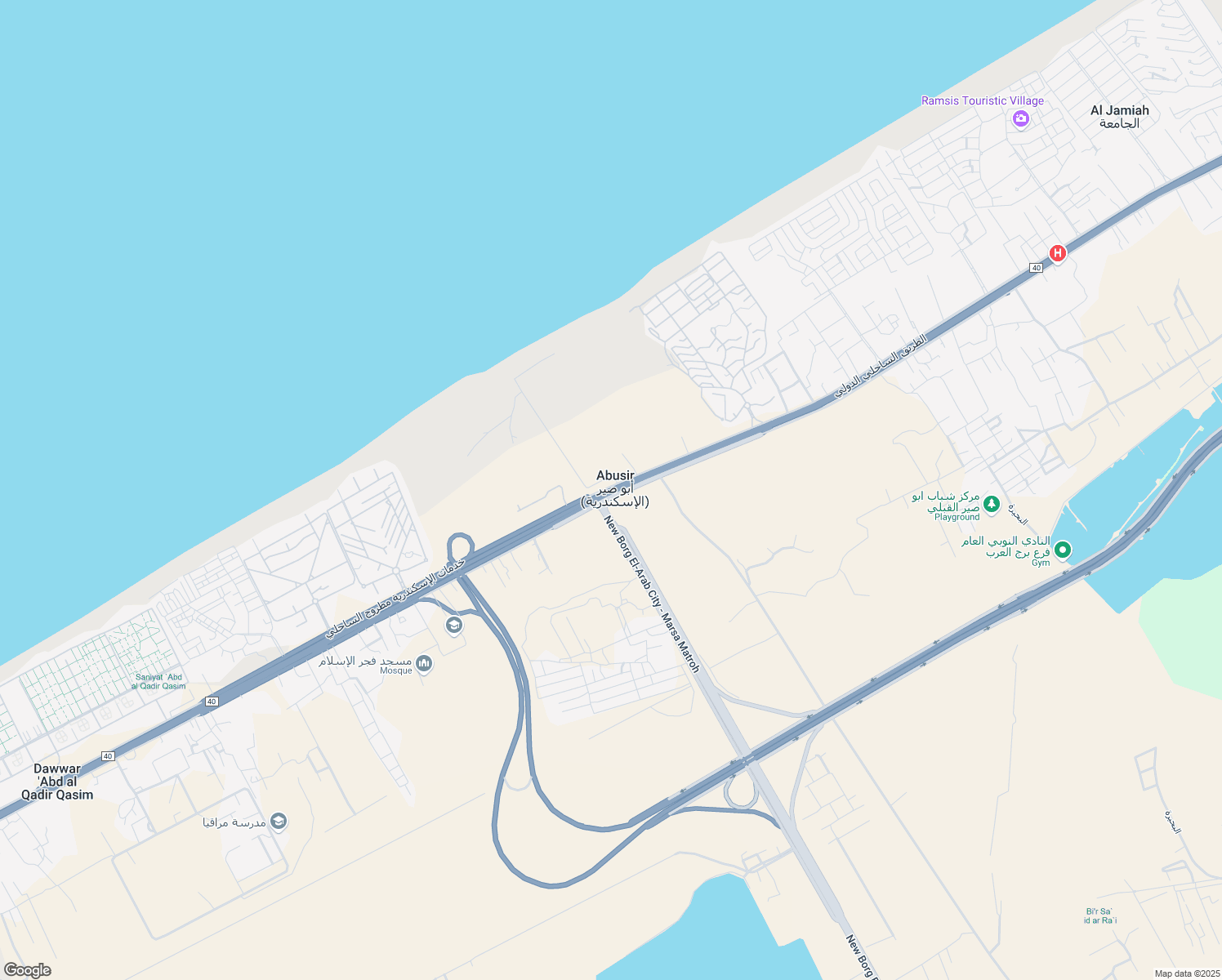 map of restaurants, bars, coffee shops, grocery stores, and more near Alexandria - Marsa Matrouh Road in North Coast