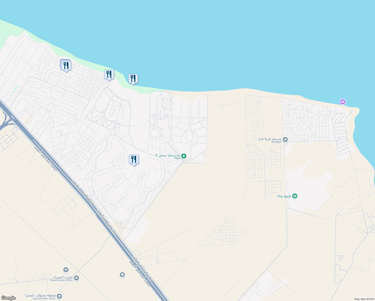 map of restaurants, bars, coffee shops, grocery stores, and more near in El Alamein