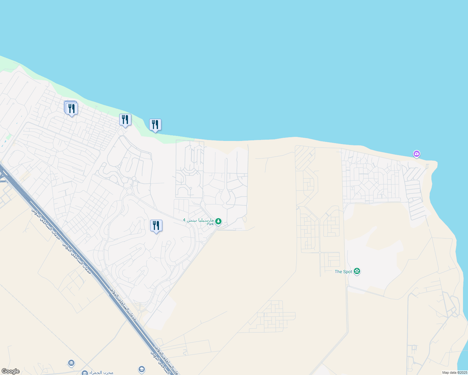 map of restaurants, bars, coffee shops, grocery stores, and more near in El Alamein