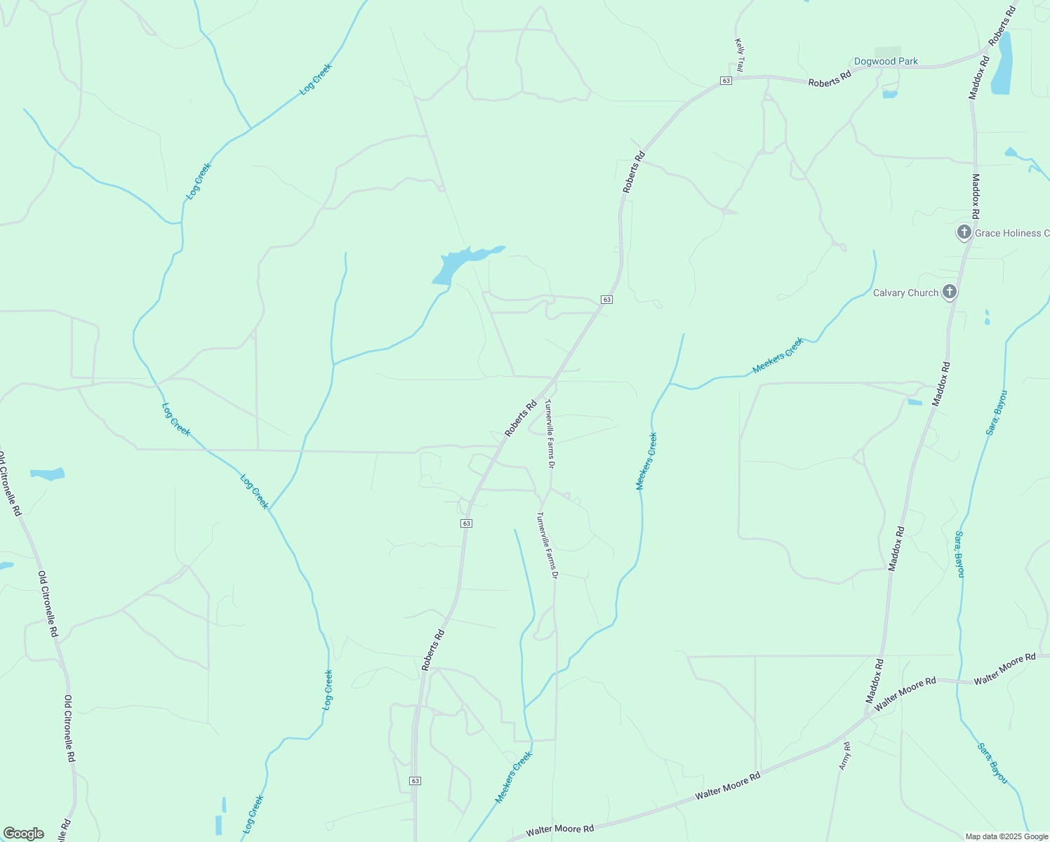 map of restaurants, bars, coffee shops, grocery stores, and more near 12500 Roberts Rd in Chunchula