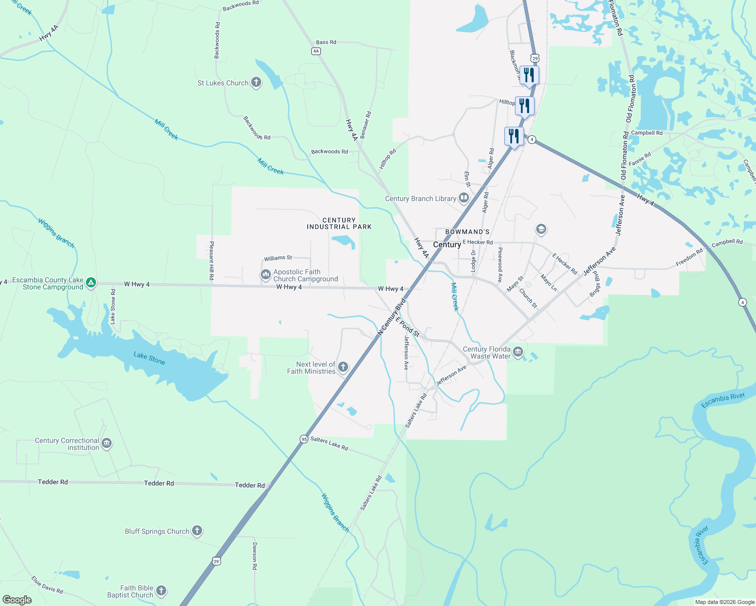 map of restaurants, bars, coffee shops, grocery stores, and more near 26 George Avenue in Century