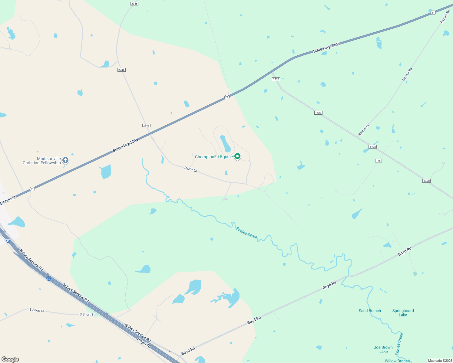 map of restaurants, bars, coffee shops, grocery stores, and more near Derby Lane in Madisonville