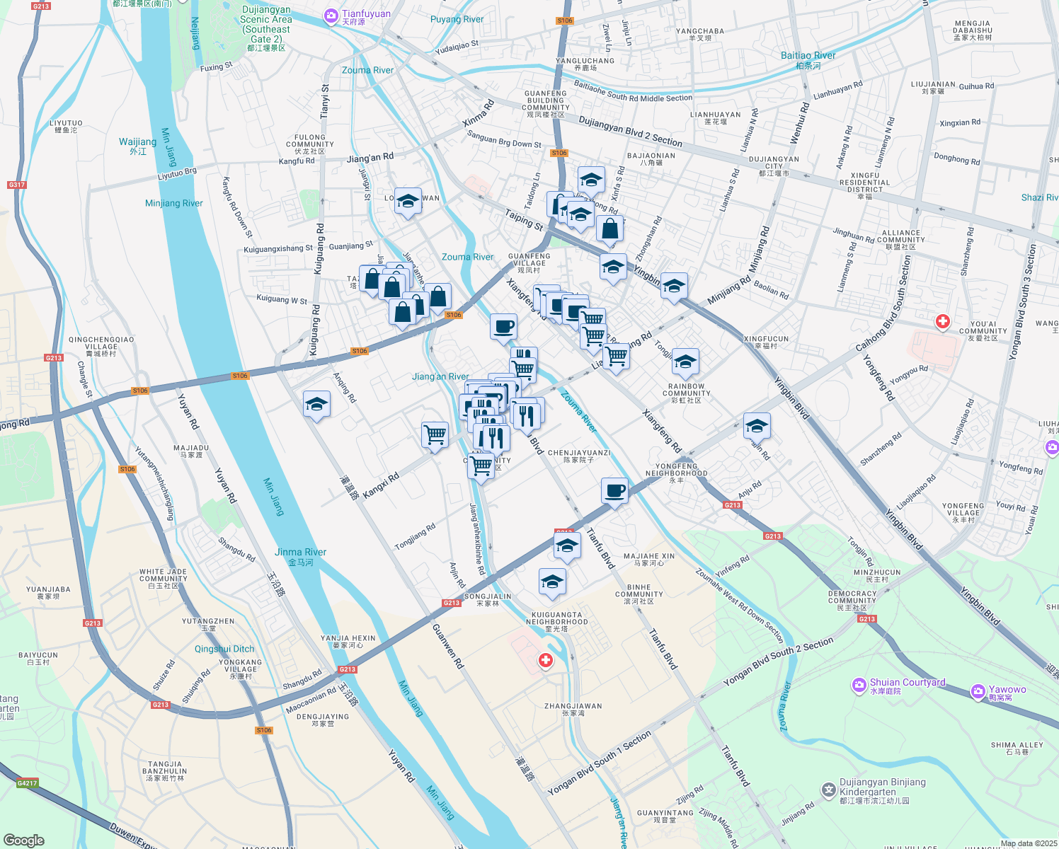 map of restaurants, bars, coffee shops, grocery stores, and more near 69 Tian Fu Da Dao in Cheng Du Shi