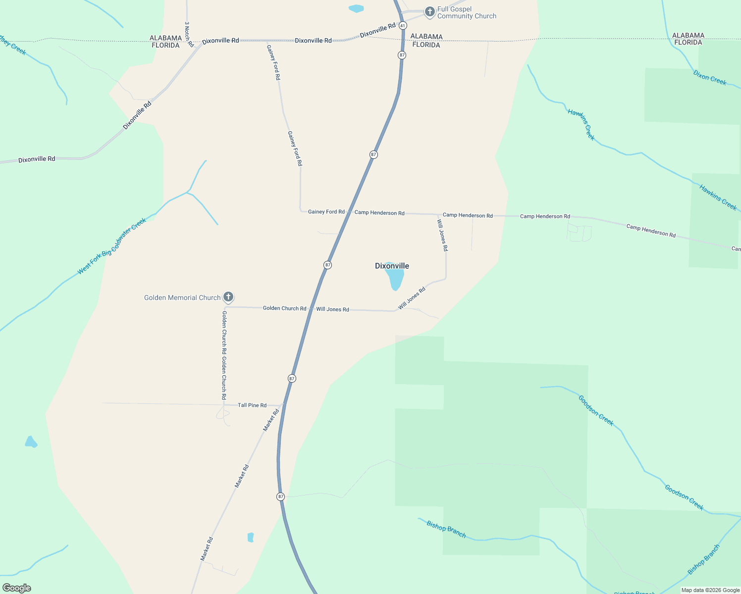 map of restaurants, bars, coffee shops, grocery stores, and more near 6594 Will Jones Road in Jay