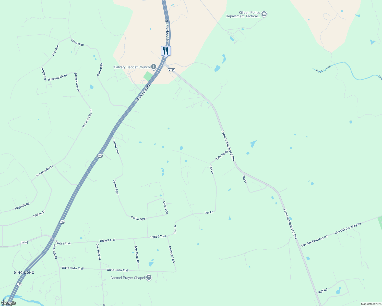 map of restaurants, bars, coffee shops, grocery stores, and more near 543 Tally Ho Road in Killeen