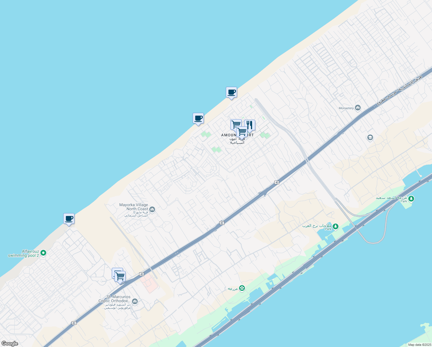 map of restaurants, bars, coffee shops, grocery stores, and more near in 