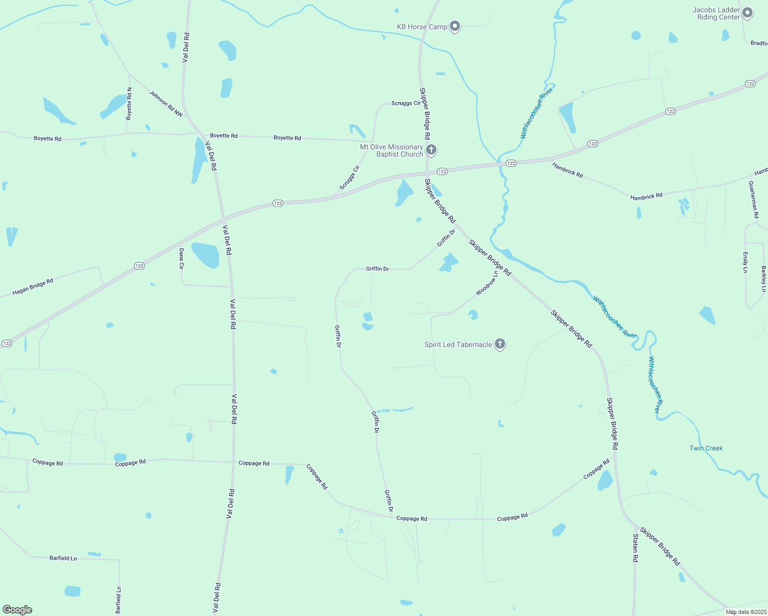 map of restaurants, bars, coffee shops, grocery stores, and more near 5616 Griffin Dr in Hahira