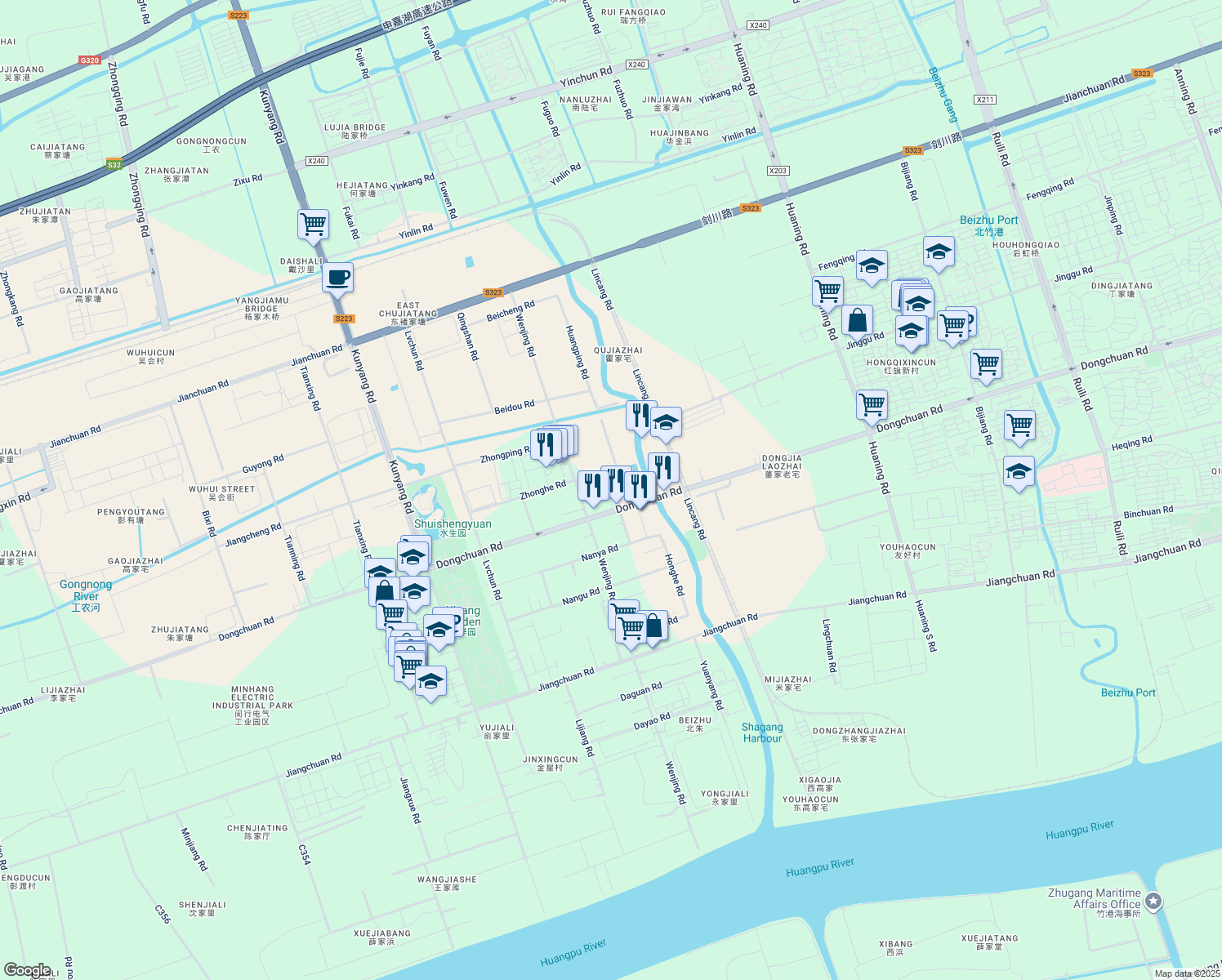 map of restaurants, bars, coffee shops, grocery stores, and more near in 