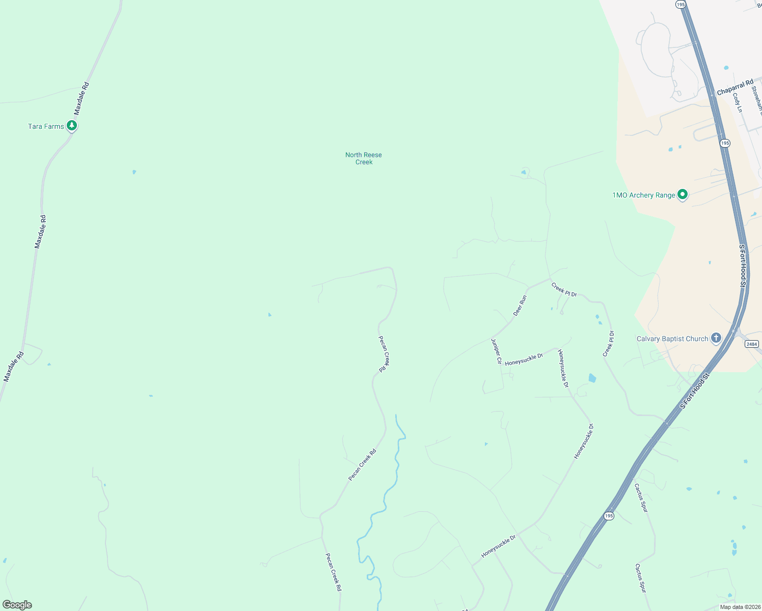 map of restaurants, bars, coffee shops, grocery stores, and more near 2404 Pecan Creek Road in Killeen