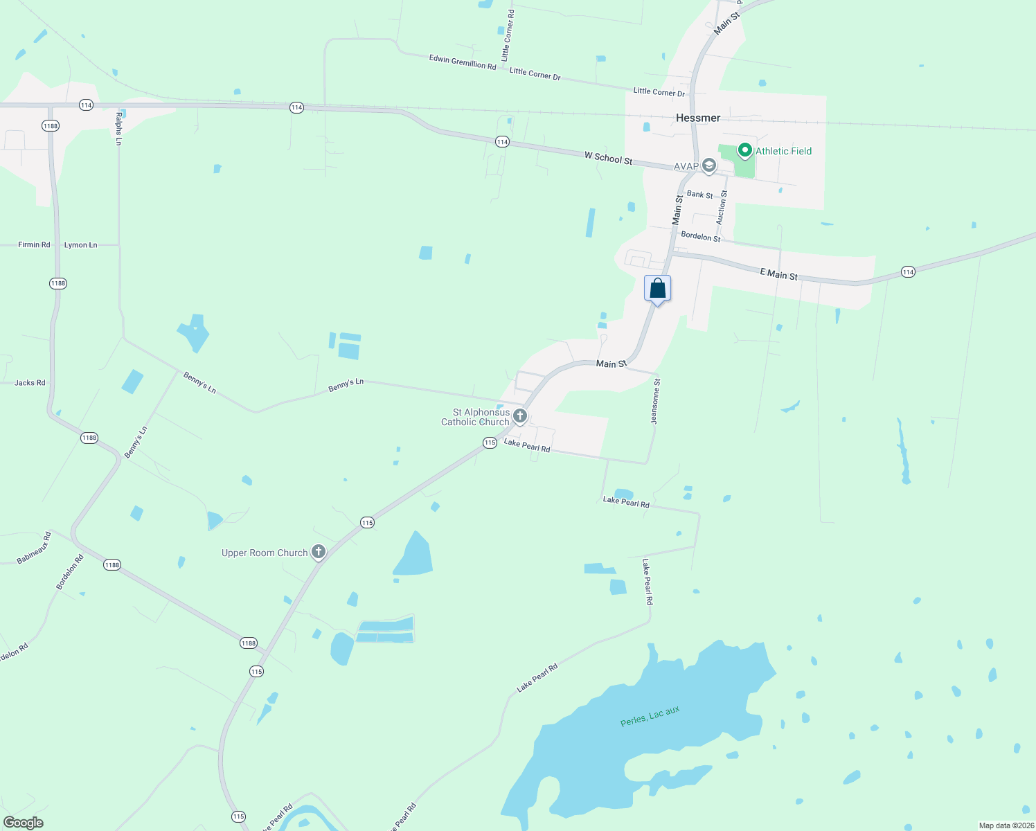 map of restaurants, bars, coffee shops, grocery stores, and more near 3624 Main Street in Hessmer
