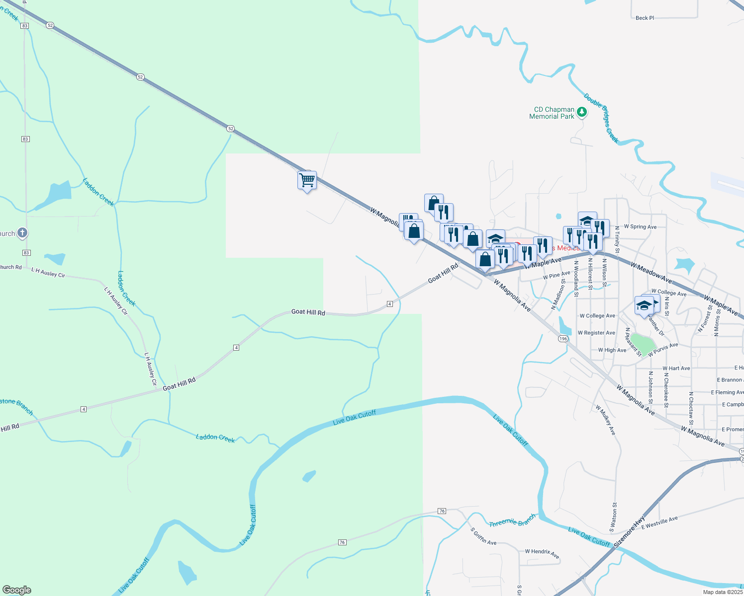 map of restaurants, bars, coffee shops, grocery stores, and more near 126 Carver Ct in Geneva