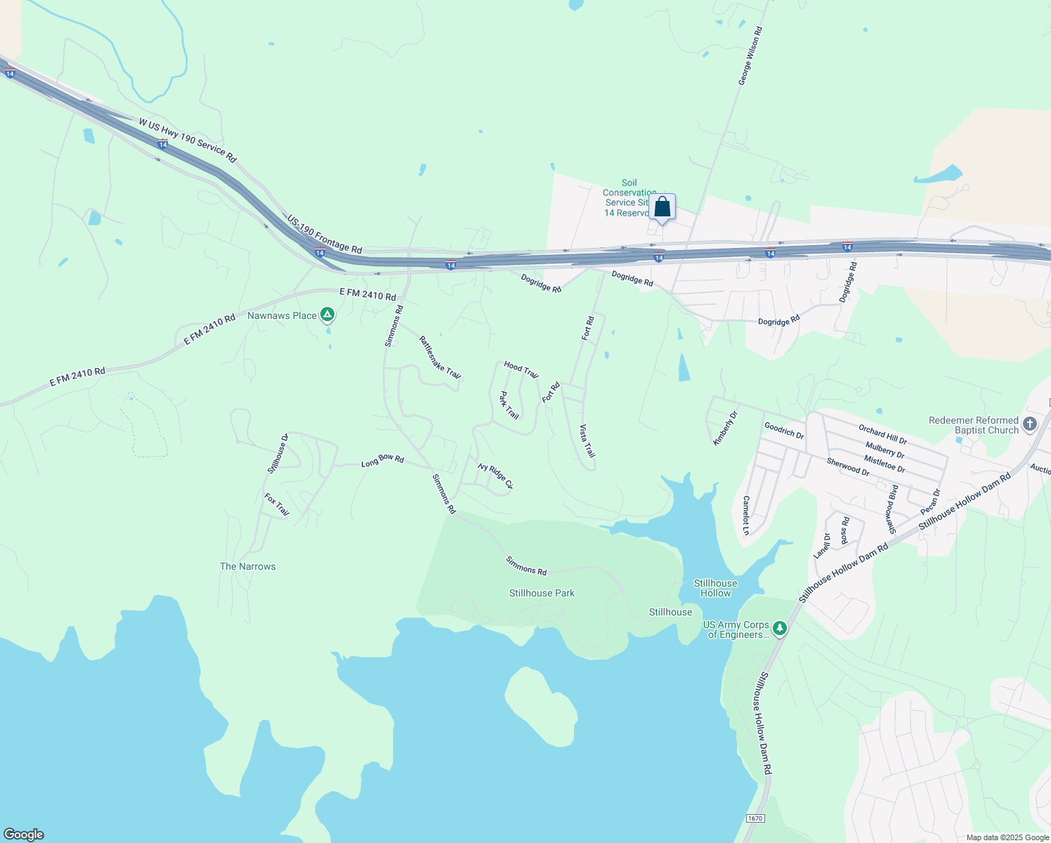 map of restaurants, bars, coffee shops, grocery stores, and more near 3029 Park Trail in Belton