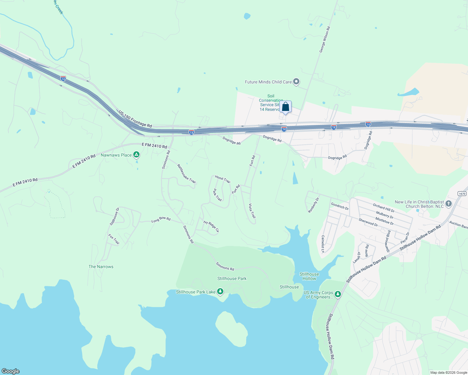 map of restaurants, bars, coffee shops, grocery stores, and more near 2640 Fort Road in Belton