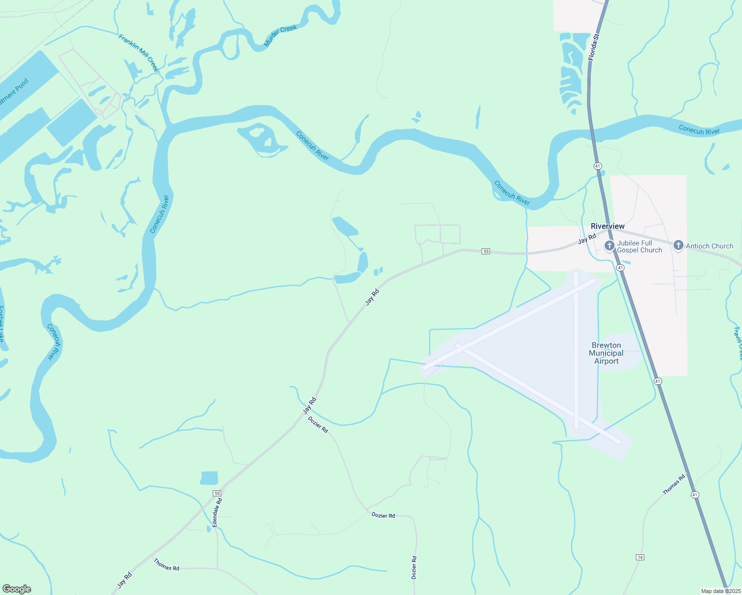 map of restaurants, bars, coffee shops, grocery stores, and more near 1110 Jay Rd in Brewton
