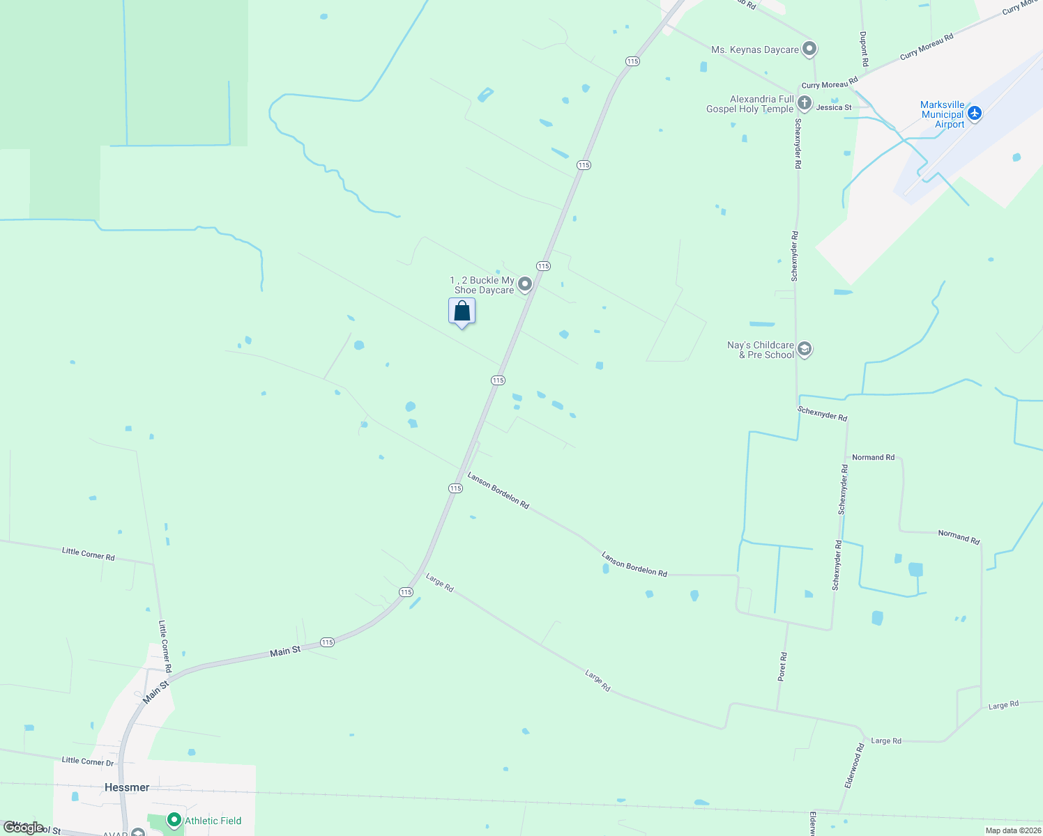 map of restaurants, bars, coffee shops, grocery stores, and more near Lancelot Drive in Mansura