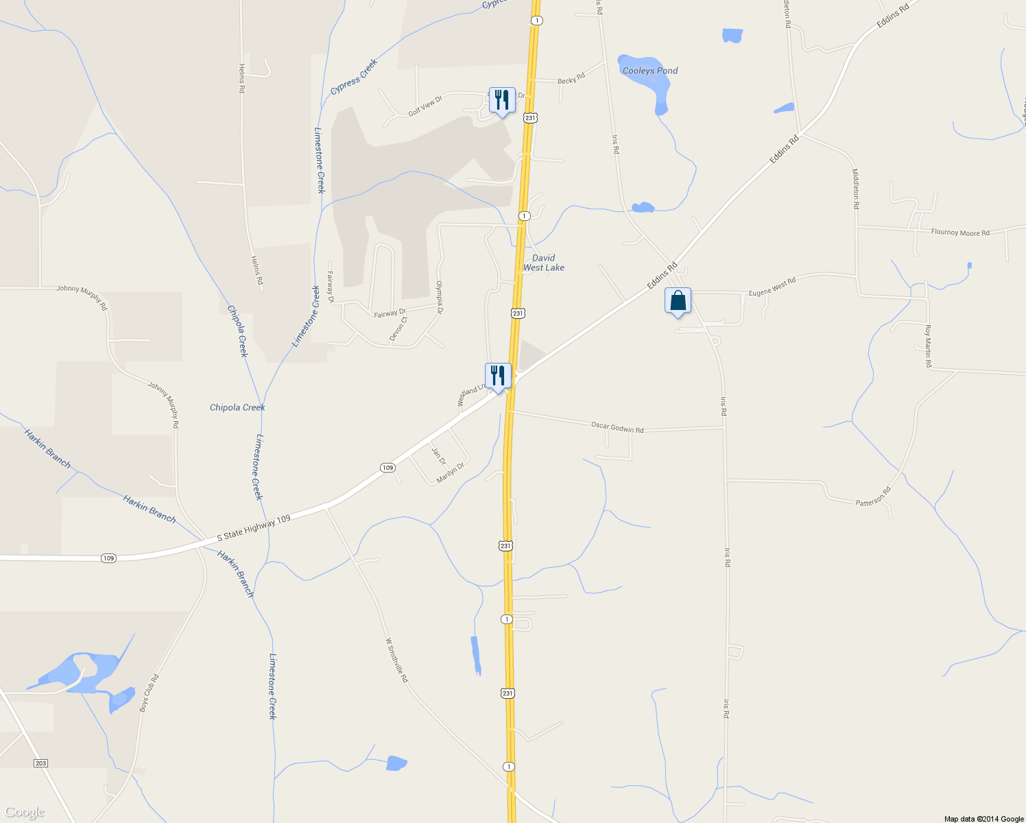 map of restaurants, bars, coffee shops, grocery stores, and more near 801 Oscar Godwin Rd in Dothan