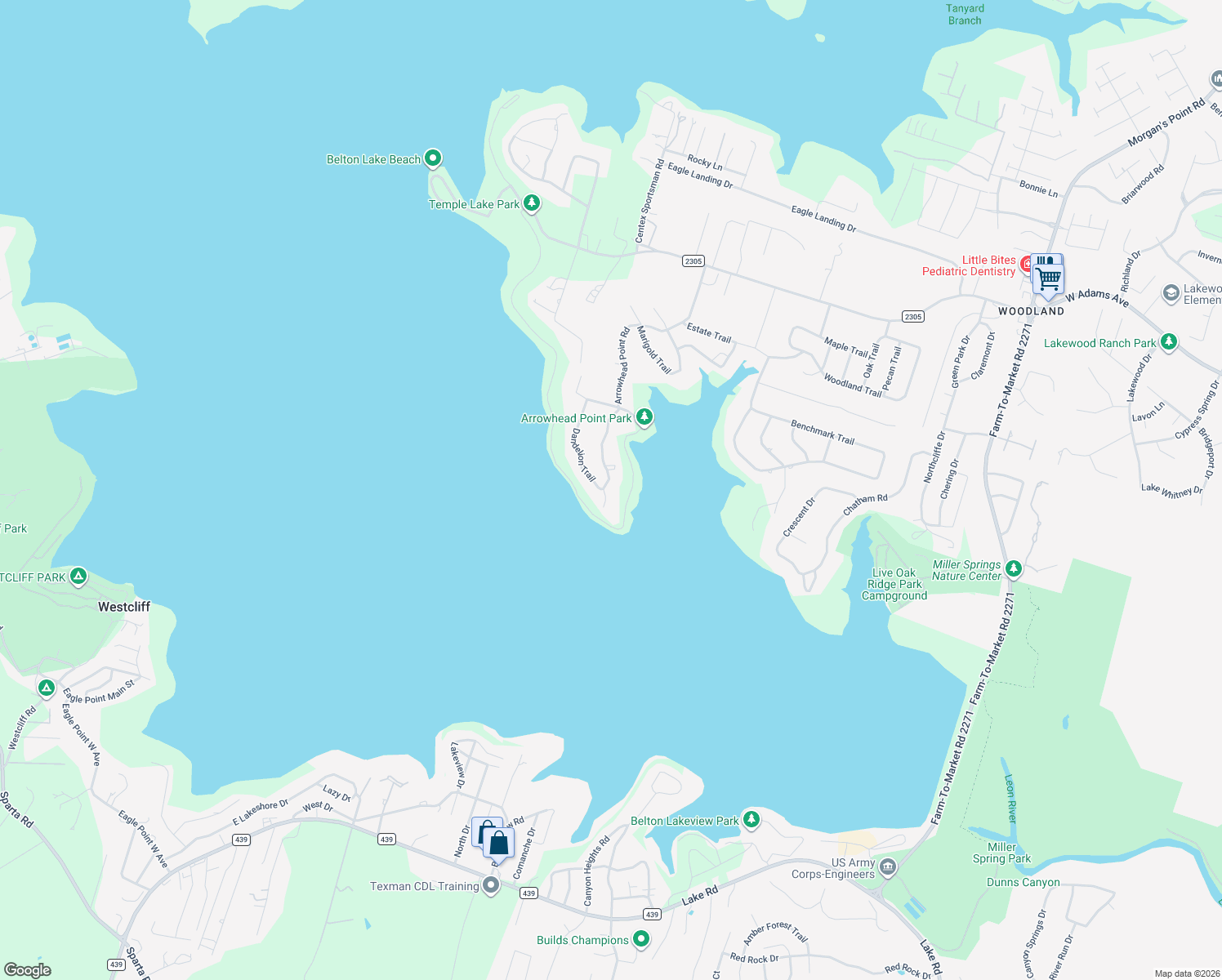 map of restaurants, bars, coffee shops, grocery stores, and more near 491 Arrowhead Point in Belton