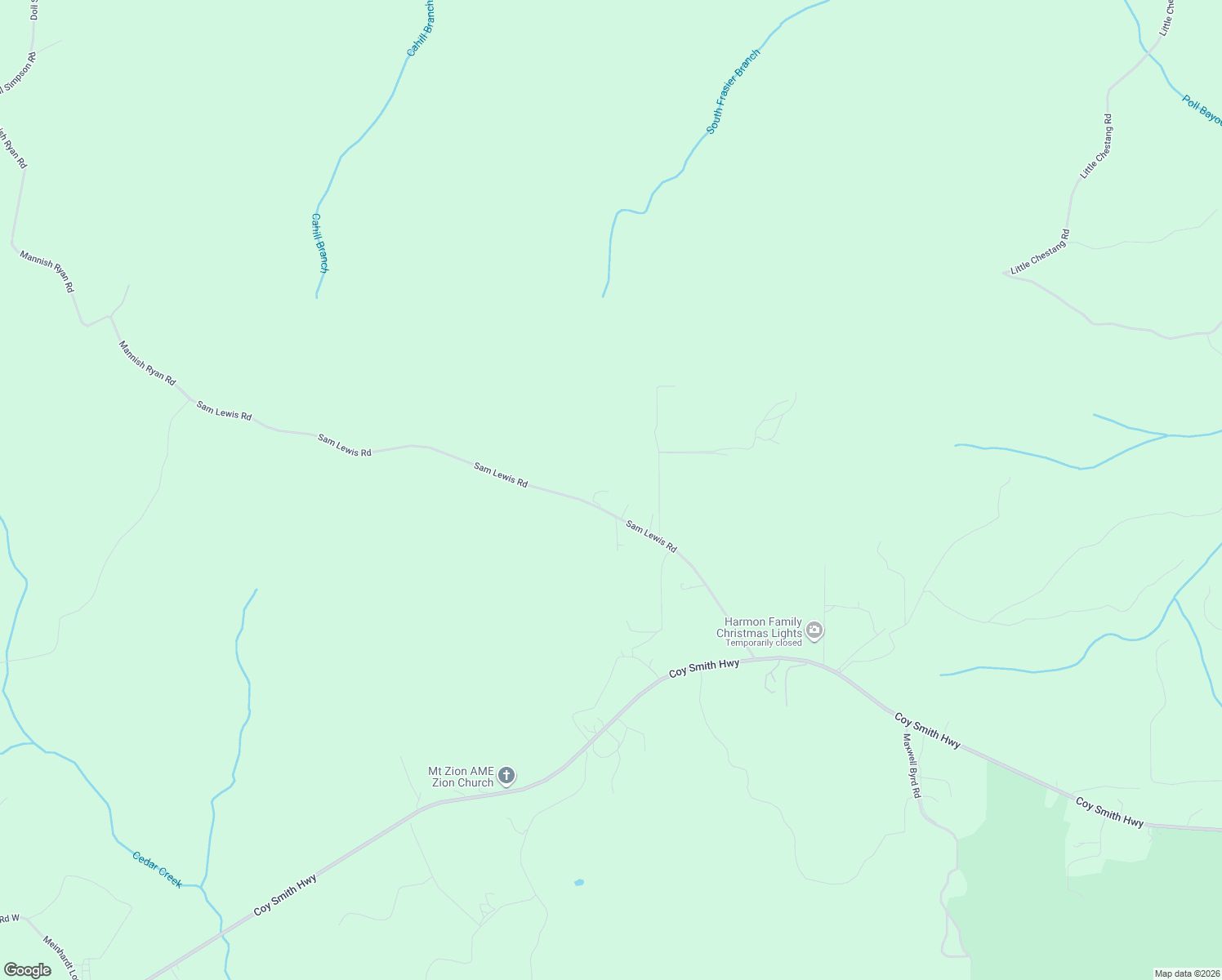 map of restaurants, bars, coffee shops, grocery stores, and more near 44301 Sam Lewis Road in Citronelle