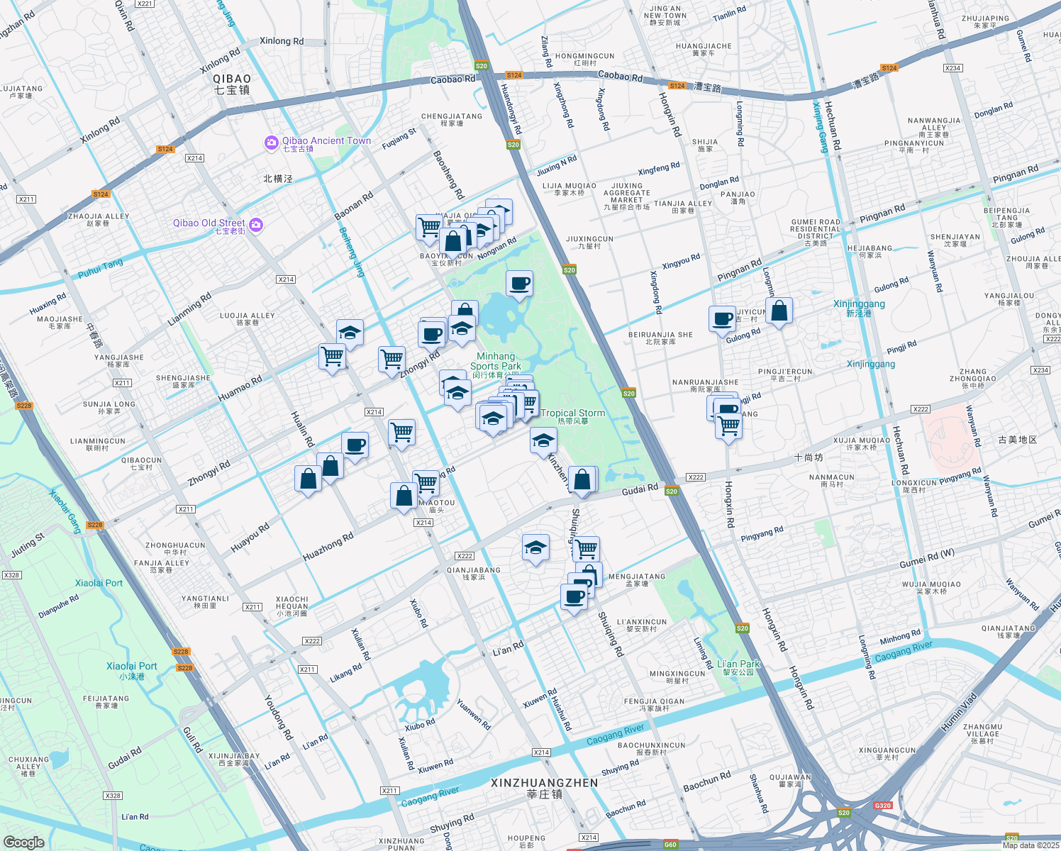 map of restaurants, bars, coffee shops, grocery stores, and more near in 