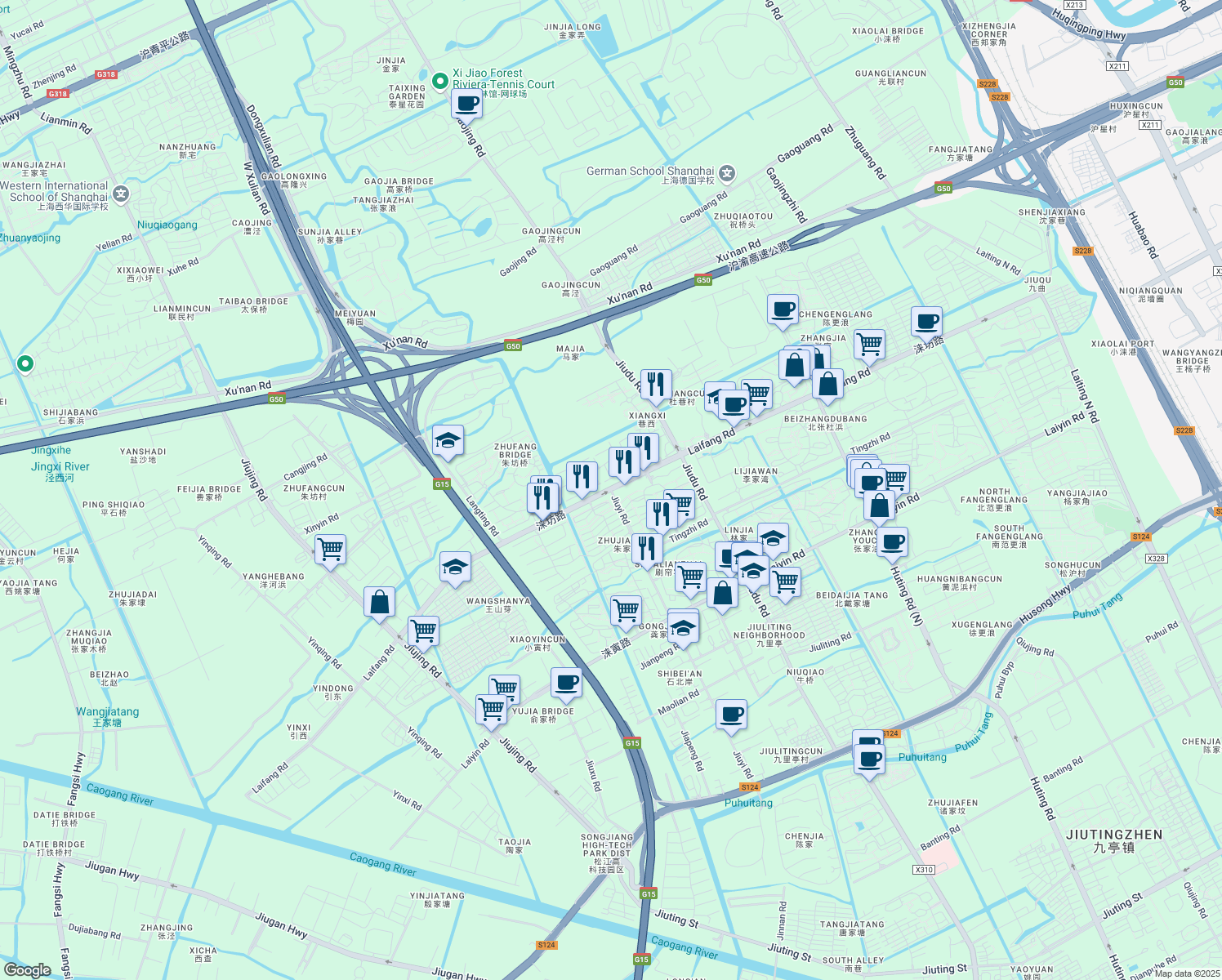 map of restaurants, bars, coffee shops, grocery stores, and more near in 