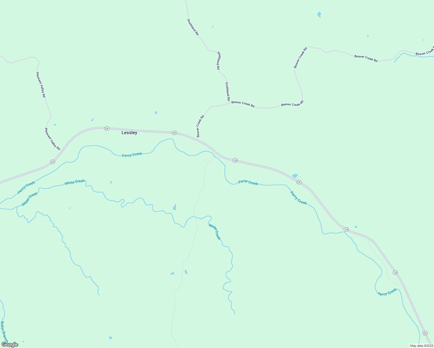 map of restaurants, bars, coffee shops, grocery stores, and more near 9477 Mississippi 24 in Woodville