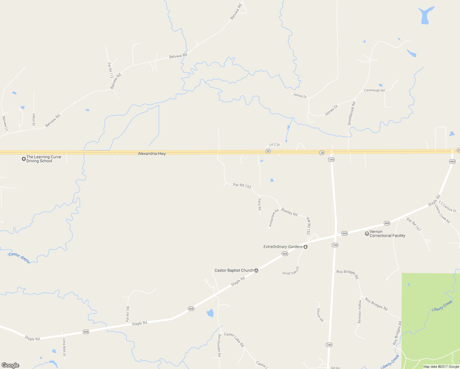 map of restaurants, bars, coffee shops, grocery stores, and more near 184 Par Road 153 in Leesville