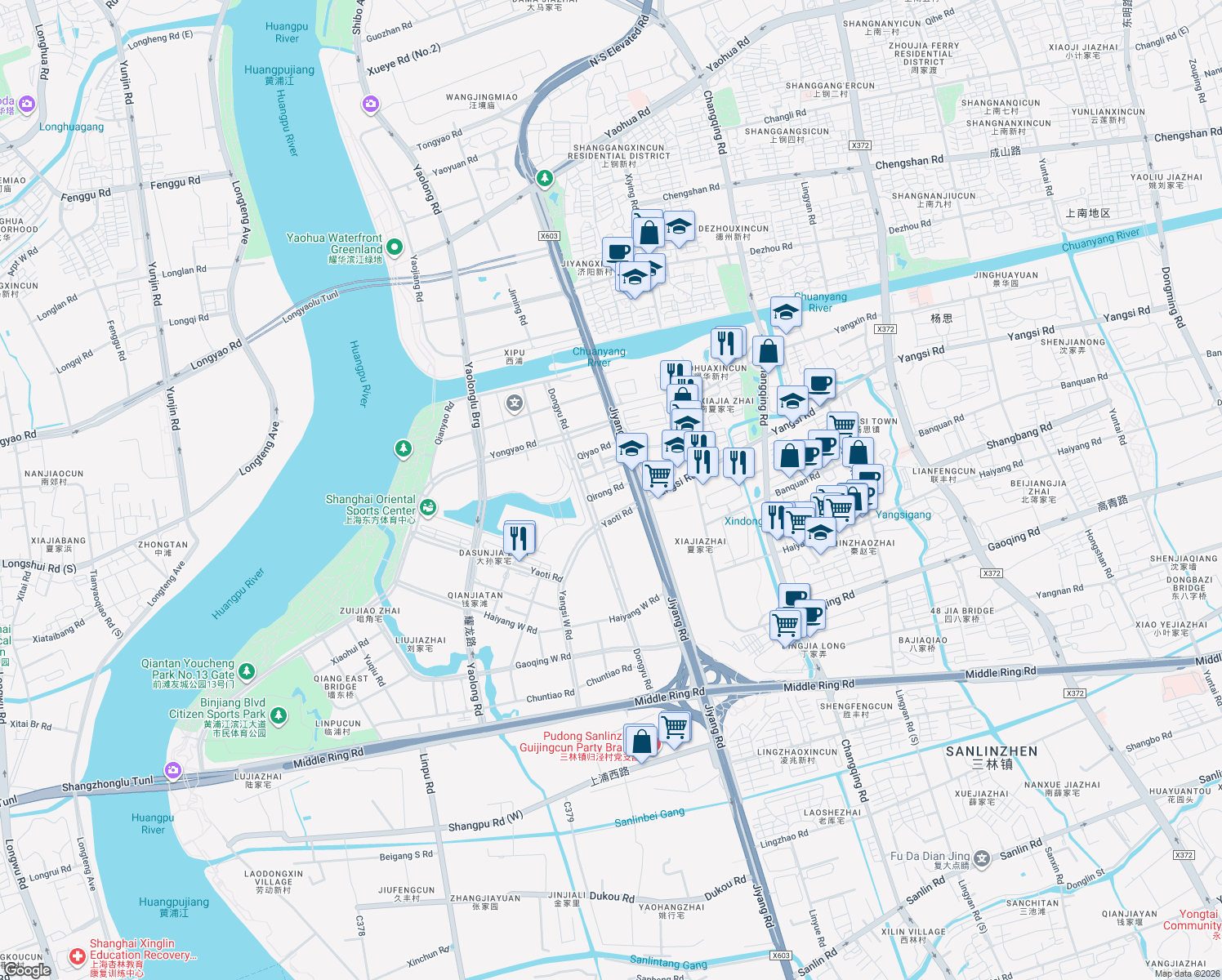 map of restaurants, bars, coffee shops, grocery stores, and more near in 