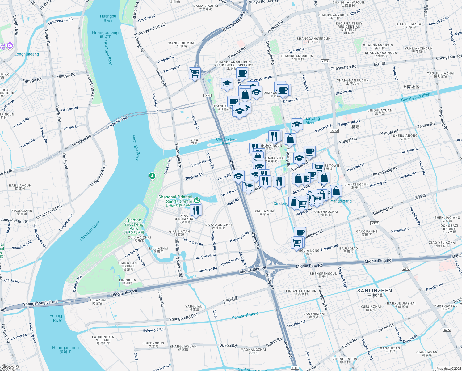 map of restaurants, bars, coffee shops, grocery stores, and more near in 