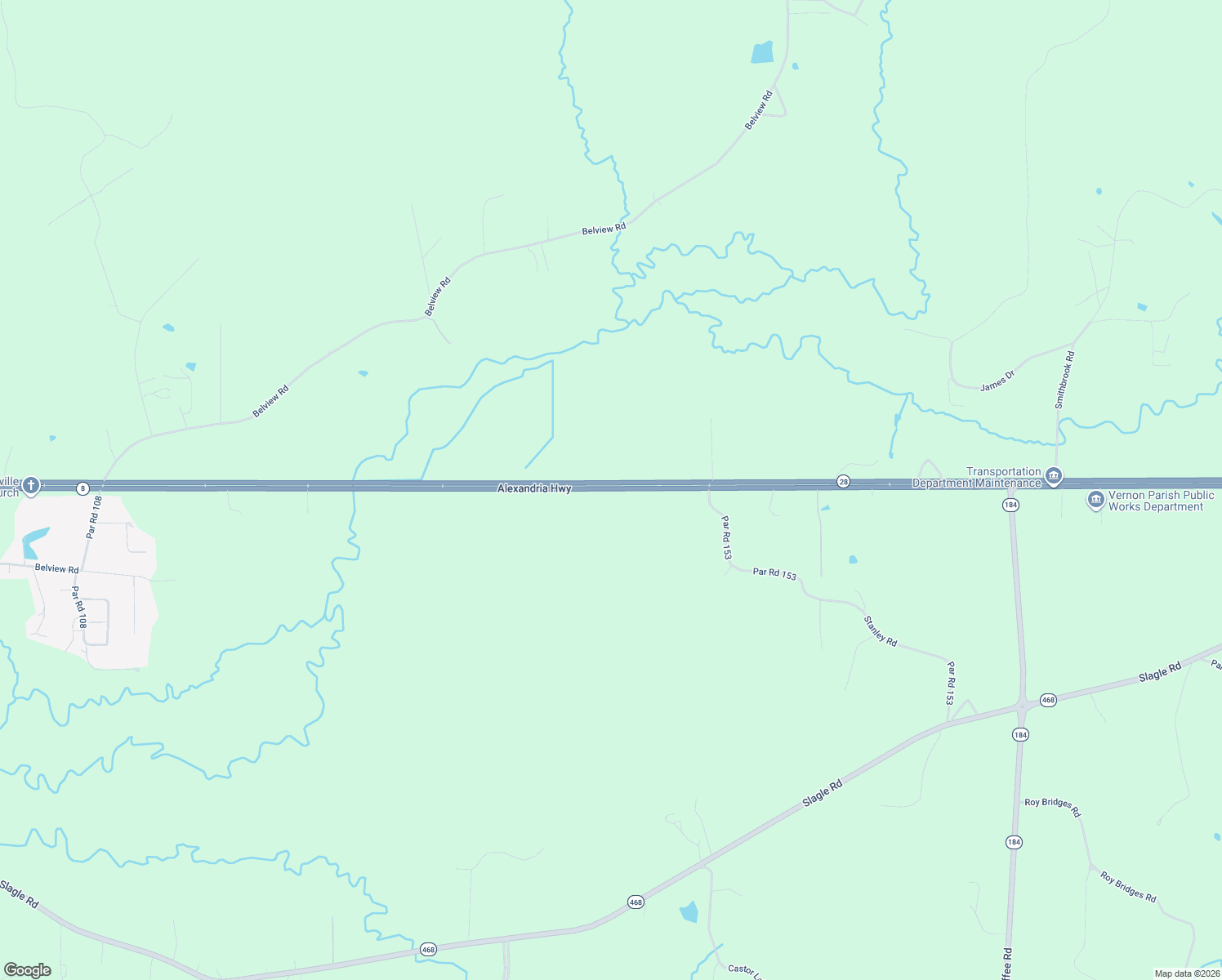map of restaurants, bars, coffee shops, grocery stores, and more near 452 Alexandria Highway in Leesville