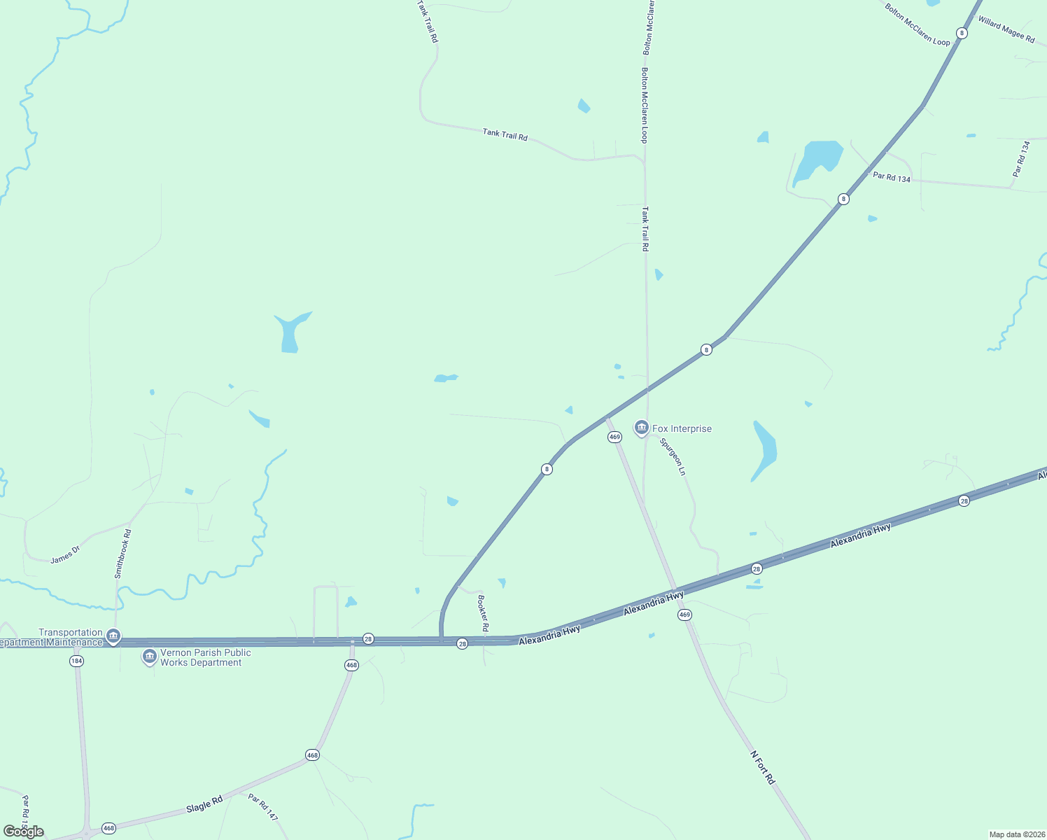map of restaurants, bars, coffee shops, grocery stores, and more near 101 Par Road 132 in Leesville