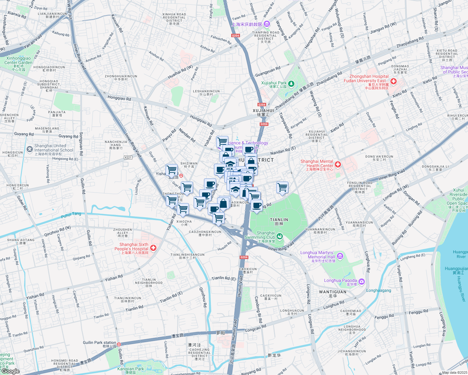 map of restaurants, bars, coffee shops, grocery stores, and more near in 