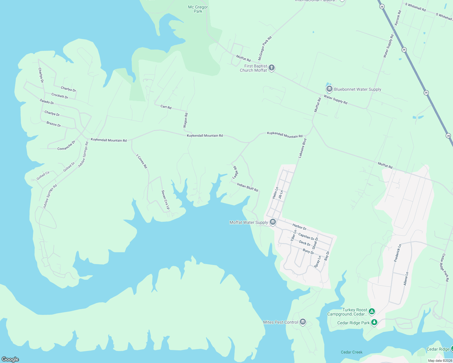 map of restaurants, bars, coffee shops, grocery stores, and more near 5206 Ledge Road in Temple