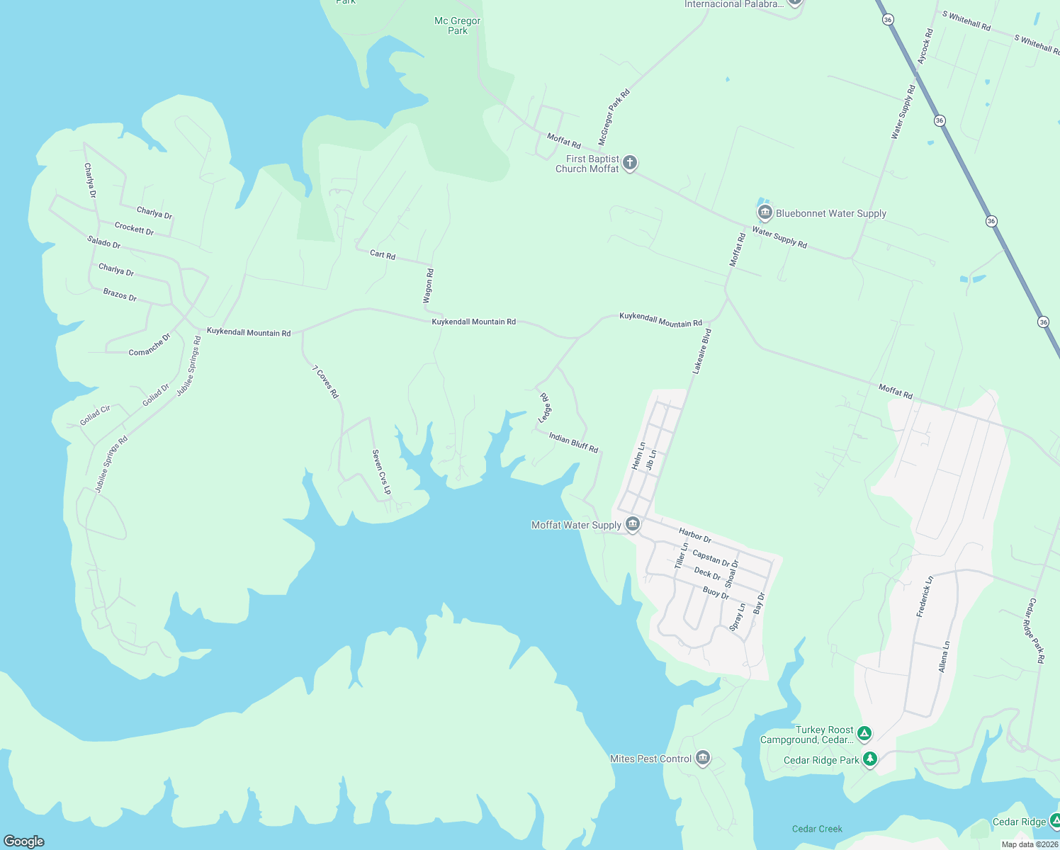 map of restaurants, bars, coffee shops, grocery stores, and more near 5206 Ledge Road in Temple