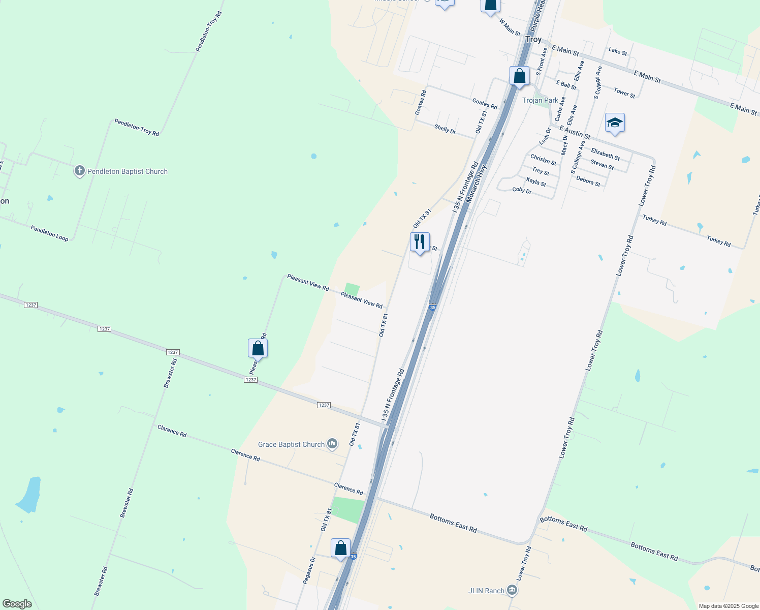 map of restaurants, bars, coffee shops, grocery stores, and more near 2120 Church Avenue in Troy