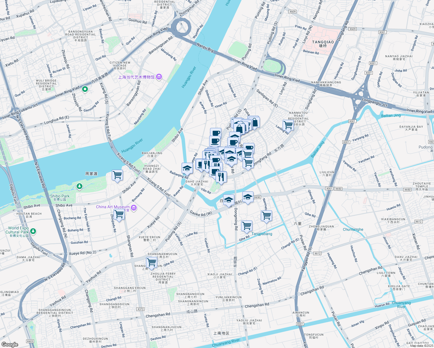 map of restaurants, bars, coffee shops, grocery stores, and more near in 