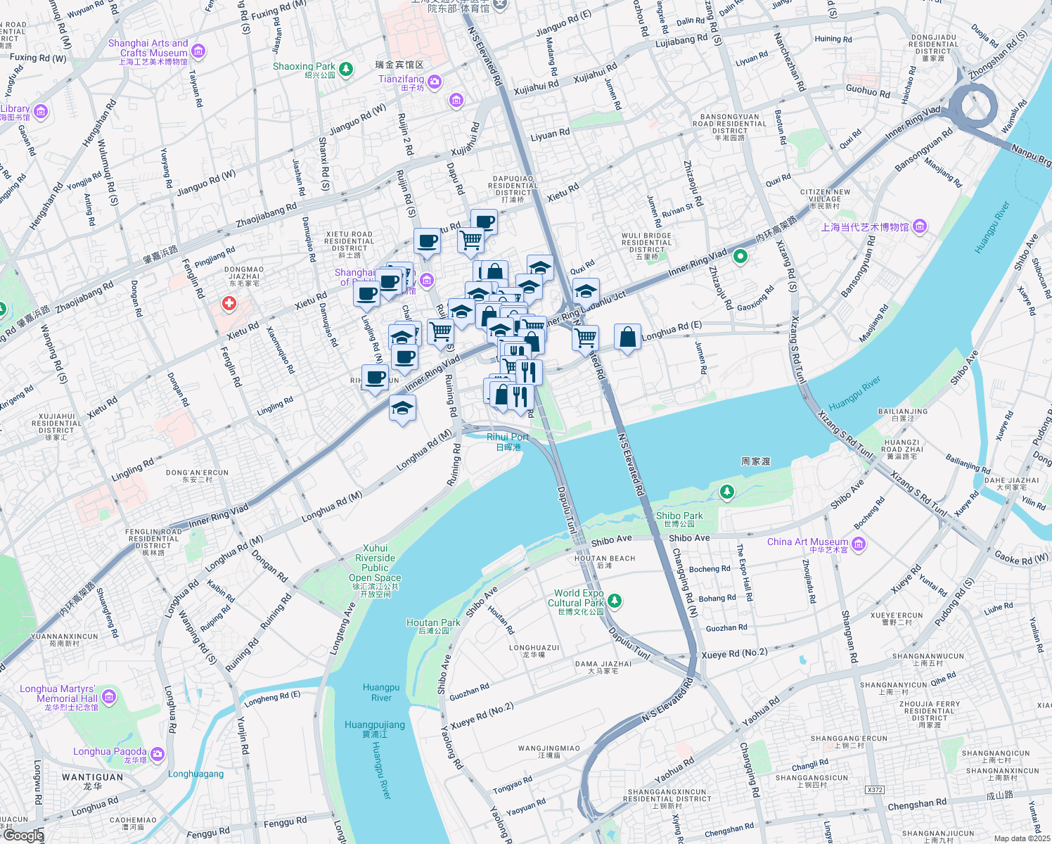 map of restaurants, bars, coffee shops, grocery stores, and more near in 