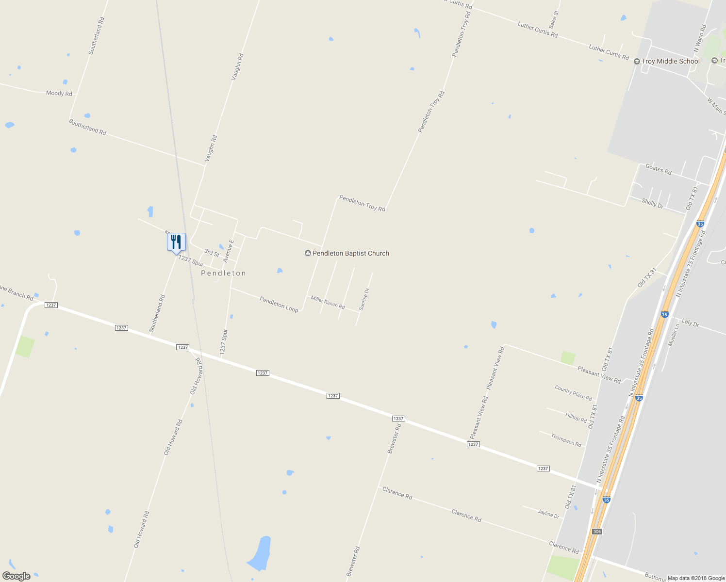 map of restaurants, bars, coffee shops, grocery stores, and more near 2634 Sunrise Drive in Troy