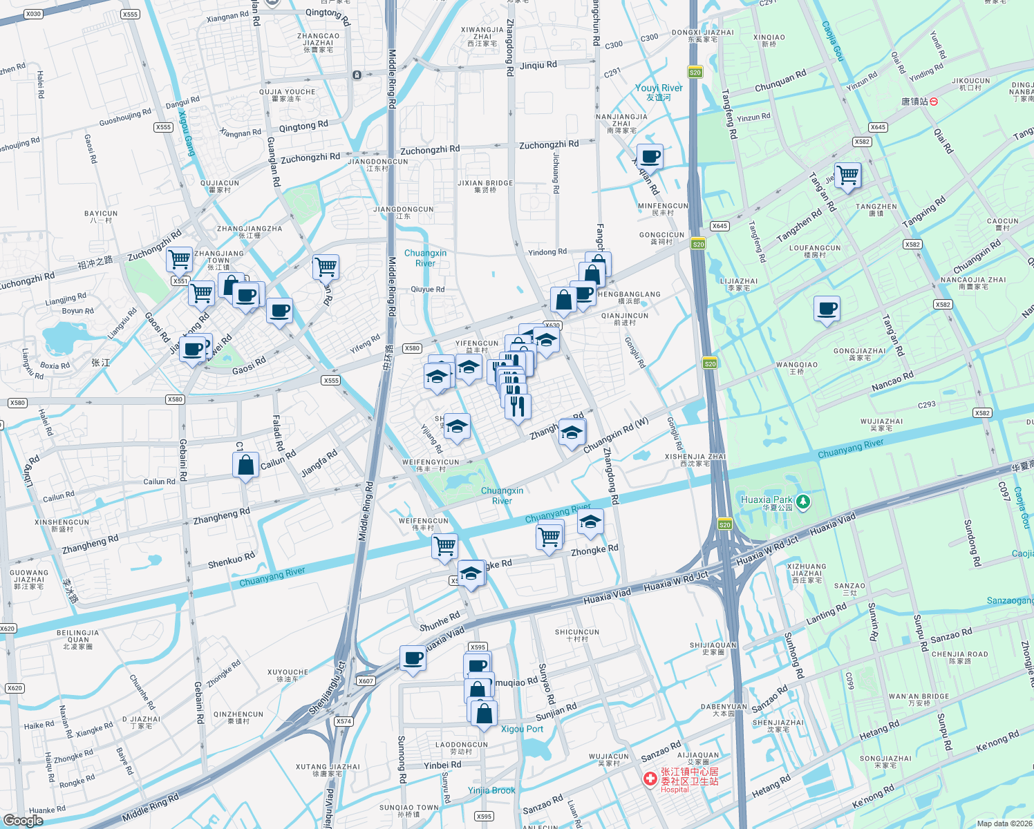 map of restaurants, bars, coffee shops, grocery stores, and more near in 