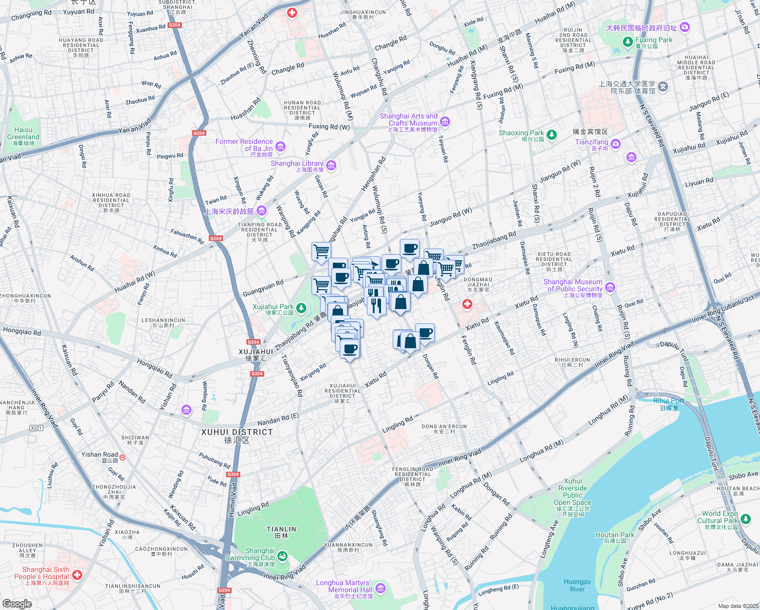 map of restaurants, bars, coffee shops, grocery stores, and more near in 