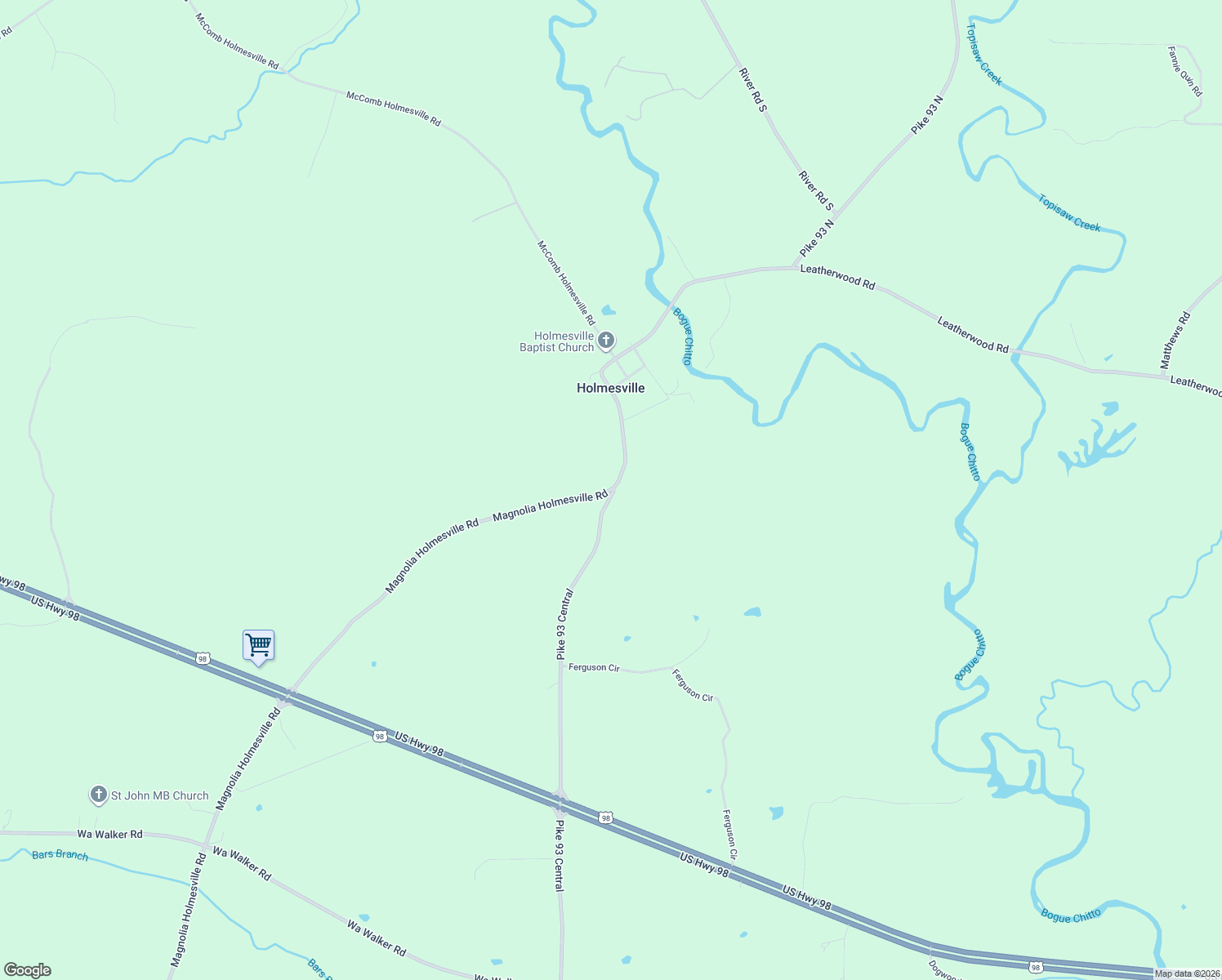 map of restaurants, bars, coffee shops, grocery stores, and more near 9199 Magnolia Holmesville Road in McComb