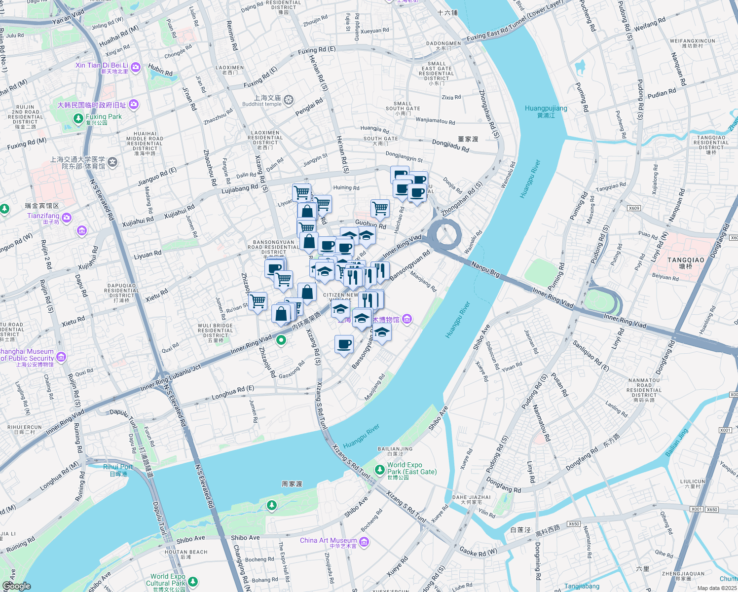 map of restaurants, bars, coffee shops, grocery stores, and more near in 