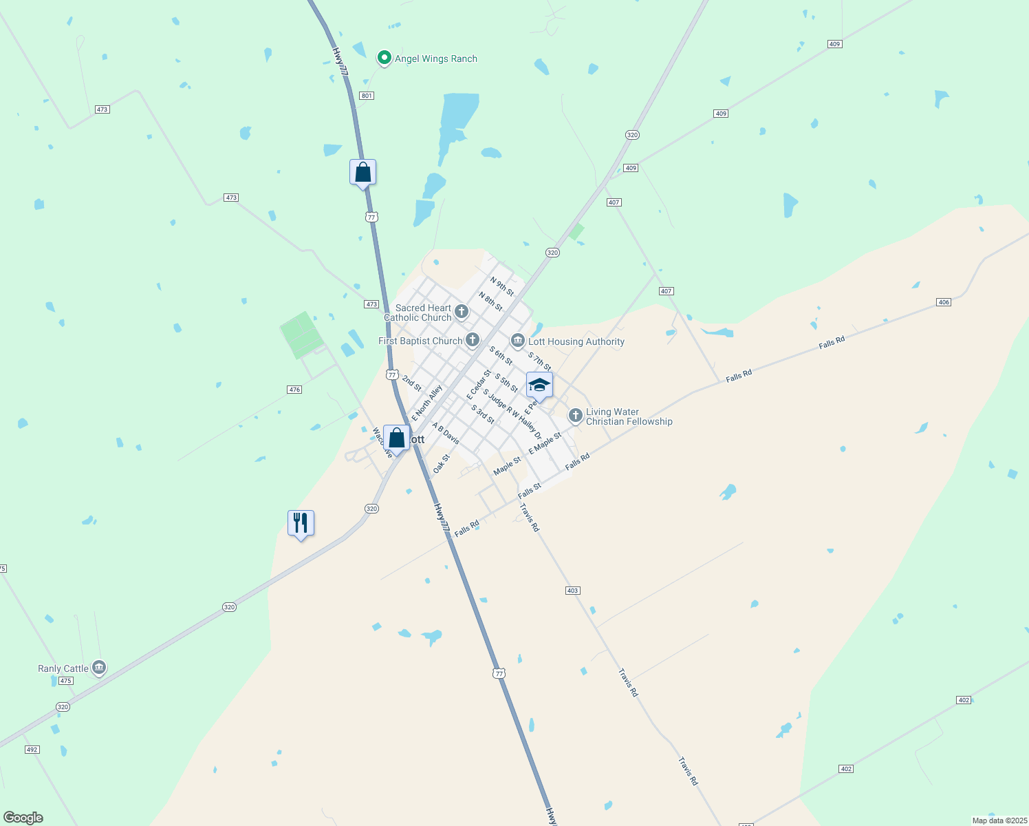 map of restaurants, bars, coffee shops, grocery stores, and more near 498 South Judge Hailey Drive in Lott