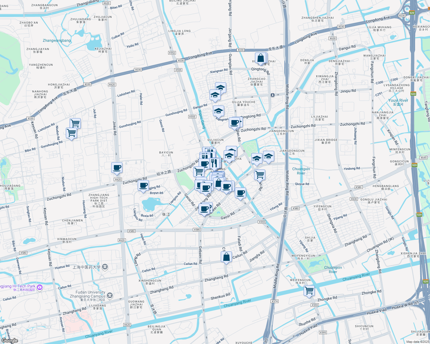 map of restaurants, bars, coffee shops, grocery stores, and more near in 