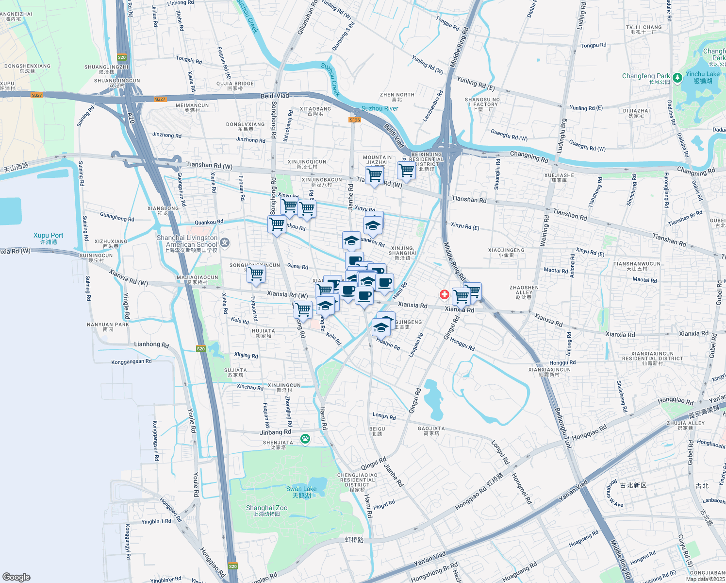 map of restaurants, bars, coffee shops, grocery stores, and more near in 