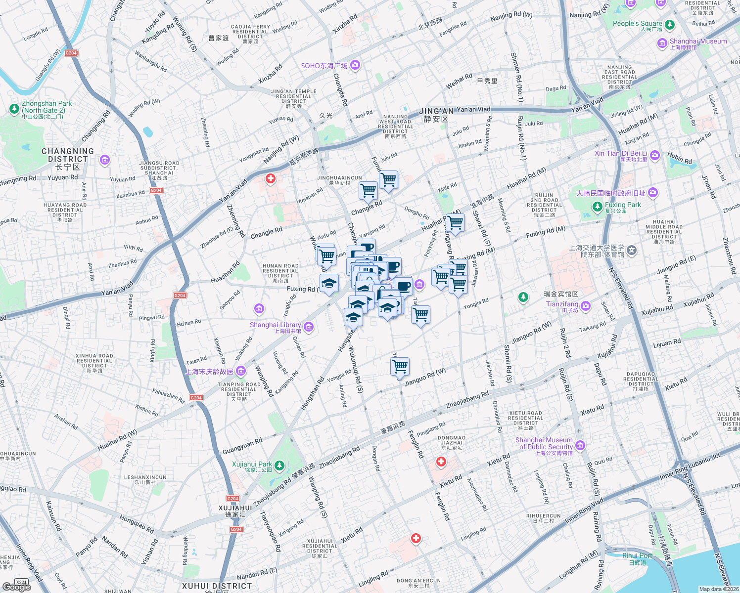 map of restaurants, bars, coffee shops, grocery stores, and more near in 
