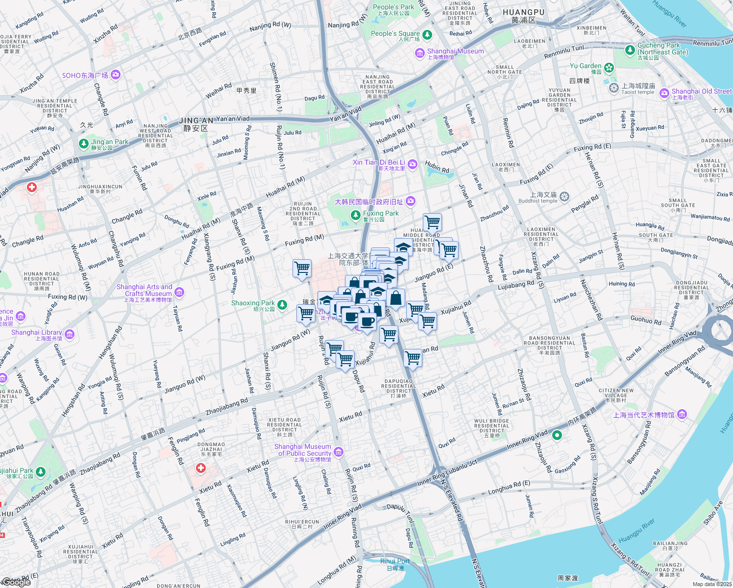 map of restaurants, bars, coffee shops, grocery stores, and more near in 